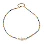 Natural Pearl & Seed Beaded Necklace, with 304 Stainless Steel Clasps