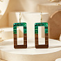 Iron & Acrylic Dangle Earrings for Women, Rectangle, Light Gold