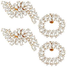 4шт 2 стили украшения обуви со стразами из сплава, съемные пряжки для обуви, овальный и цветок