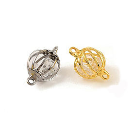 Латунный полый фонарь, соединитель для бусин, подвески, с бусинами из хрустальных стразов внутри