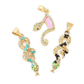 Латунные микропроволочные кубические циркониевые подвески из эмали, змея, реальный 18 k позолоченный