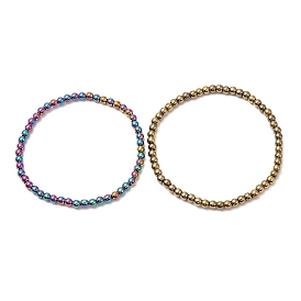 Synthetic Non-Magnetic Hematite Round Beaded Stretch Bracelets