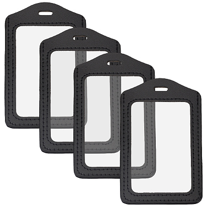 4 Держатель для удостоверения личности из искусственной кожи, прямоугольные