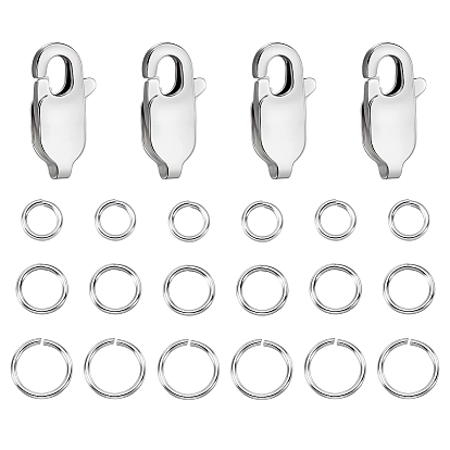 4 шт. 925 застежки-когти из стерлингового серебра, 30 шт. 925 открытые кольца из стерлингового серебра