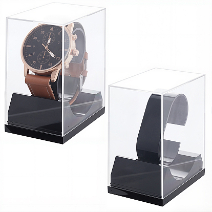 2Pcs Plastic Single Watch Boxes, Rectangle