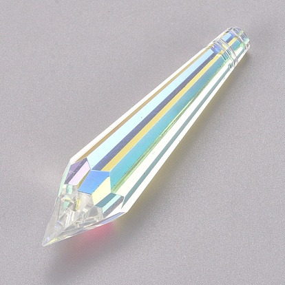 Transparent Glass Big Cone Pendulum Pendants, for Chandelier Crystal Hanging Pendants, Faceted