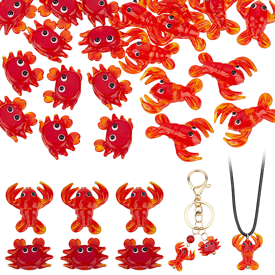 16 шт 2 стили ручной работы бусины лэмпворк, краб и креветки