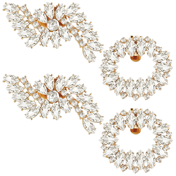 4шт 2 стили украшения обуви со стразами из сплава, съемные пряжки для обуви, овальный и цветок