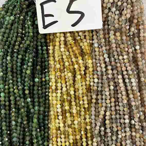 Природные смешанные камень бисер пряди, граненые, круглые, класс А