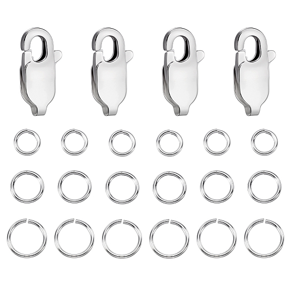 4 шт. 925 застежки-когти из стерлингового серебра, 30 шт. 925 открытые кольца из стерлингового серебра