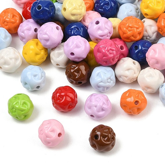 Baking Paint Opaque Acrylic Beads, Round