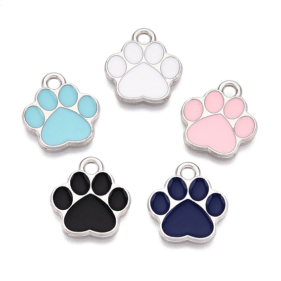 Подвески из эмали и сплава, платина, без свинца и без кадмия, очарование отпечатка лапы