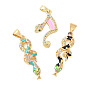 Латунные микропроволочные кубические циркониевые подвески из эмали, змея, реальный 18 k позолоченный