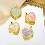 Латунные микропроволочные кубические циркониевые медальоны, с эмалью, сердце с крестом