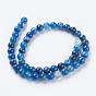 Natural Striped Agate/Banded Agate Beads Strands, Dyed, Round, Grade A, 8mm, Hole: 1mm, about 48pcs/strand, 15.2 inch