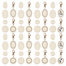 12шт 2 стиль овальный/круглый деревянный кулон кабошон настройки кулон украшения, с сплава шарнирного когтя омара застежками