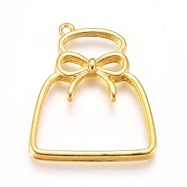 Zinc Alloy Open Back Bezel Pendants, For DIY UV Resin, Epoxy Resin, Pressed Flower Jewelry, Lucky Bag