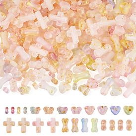 150g 6 стили градиентные цветные прозрачные акриловые бусины, с золотой фольгой, разнообразные