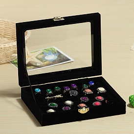Коробка для ювелирных изделий из флока со стеклянными кольцами