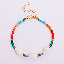 Красочный женский браслет с жемчугом и ракушками - элегантные украшения из ракушек