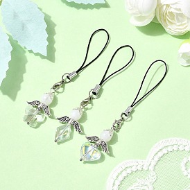 3шт. подвесные украшения из стекла и акрила в виде ангела, с крылом из сплава в тибетском стиле