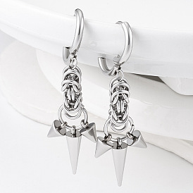 304 Boucles d'oreilles créoles pendantes en acier inoxydable, cône