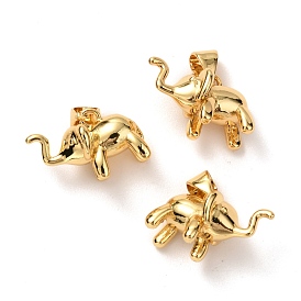 Brass Charms, Long-Lasting Plated, Elephant