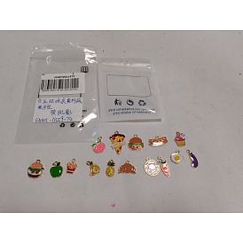 15Pcs 15 Styles Alloy Enamel Pendants, Light Gold, Mixed Shapes