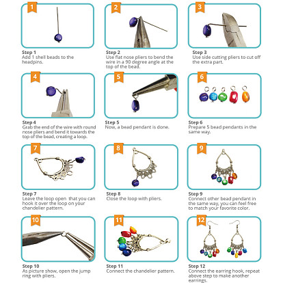 Fabrication de boucles d'oreilles sunnyclue, avec pendentifs en verre en laiton, pendentifs à branches feuillues en laiton et crochets de boucle d'oreille en laiton