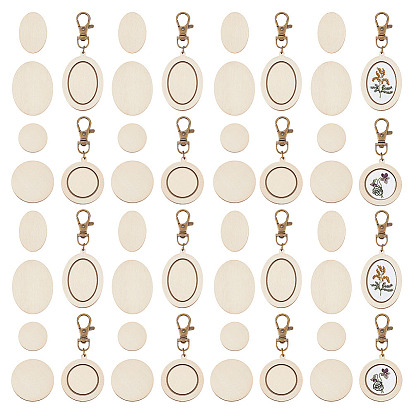 12шт 2 стиль овальный/круглый деревянный кулон кабошон настройки кулон украшения, с сплава шарнирного когтя омара застежками