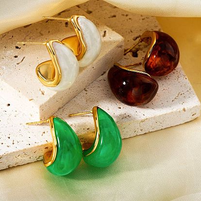 Милые 304 винтажные серьги-гвоздики в форме капли из нержавеющей стали для женщин, золотые