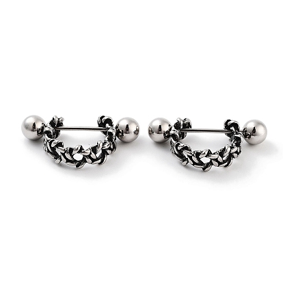 Braided 316 Surgical Stainless Steel Shield Barbell Hoop Earrings, Cartilage Earrings for Women