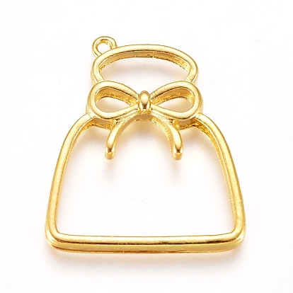 Zinc Alloy Open Back Bezel Pendants, For DIY UV Resin, Epoxy Resin, Pressed Flower Jewelry, Lucky Bag