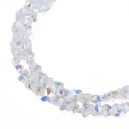 Electroplate Transparent Glass Beads Strands, AB Color Plated, Half Plated, Faceted, Butterfly