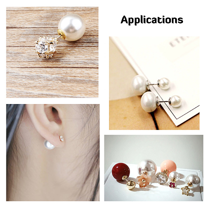 High Luster Eco-Friendly Plastic Imitation Pearl Ear Nuts, Earring Backs, Grade A, with Aluminum Findings, Round