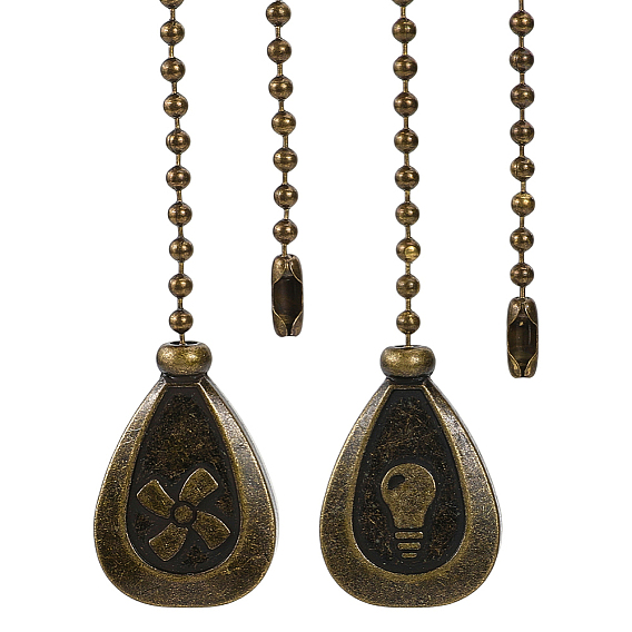 Удлинитель железной цепи, с латунным потолочным вентилятором в форме капли и подвеской в виде лампочки