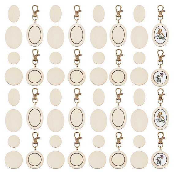 12шт 2 стиль овальный/круглый деревянный кулон кабошон настройки кулон украшения, с сплава шарнирного когтя омара застежками