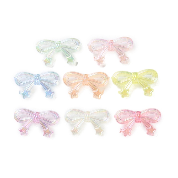 Прозрачные акриловые бусины с УФ-покрытием, радужный, бантом со звездой