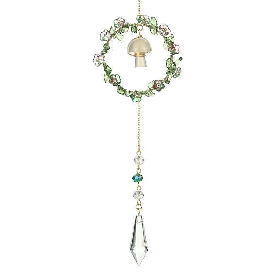 Гриб с пулей из акрила и натурального агата вишневого цвета, подвесные люстры для окон, латунные звенья и стеклянные подвески украшения украшения