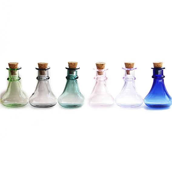 Miniature Glass Empty Wishing Bottles, with Cork Stopper, Micro Landscape Garden Dollhouse Accessories, Photography Props Decorations