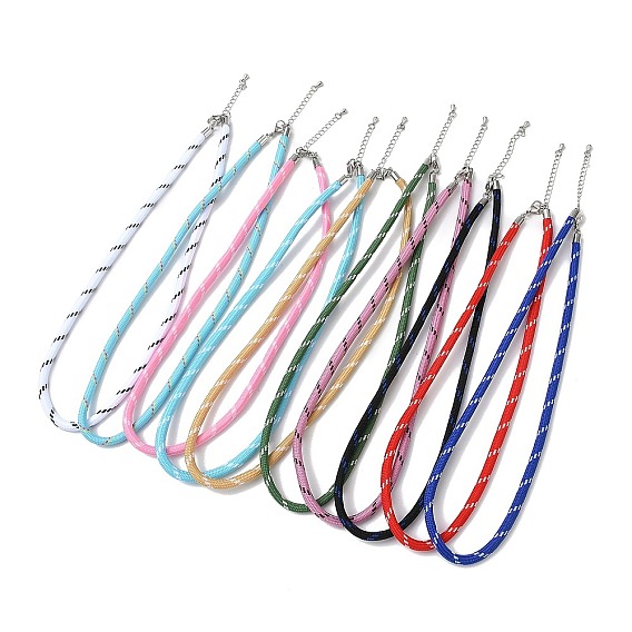 Ployester Core-Wrapped Round Cord Necklace Making, with Brass Finding
