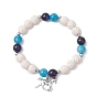 Браслеты из натуральных бусин лавы, голубого кварца и радужного тигрового глаза для женщин, с подвеской в виде лошади из сплава в тибетском стиле