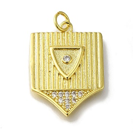 Подвеска из латуни с микропаве из прозрачного кубического циркония, с целью перехода в кольце, без свинца и без кадмия, долговечный, ребристый щит