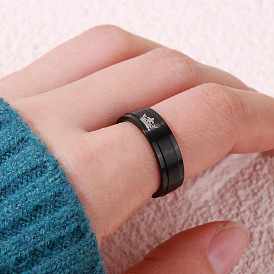 Stainless Steel Crown Ring - Fashionable Couple Black Letter Ring