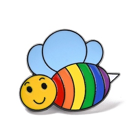 Rainbow Pride Bee Enamel Pin, Animal Alloy Badge for Backpack Clothing, Electrophoresis Black