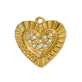 304 из нержавеющей стали с горный хрусталь подвески, сердце прелести, ионное покрытие (ip), реальный 18 k позолоченный