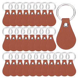 60шт. заготовки для брелоков из искусственной кожи в форме капли, с кольцом сплава