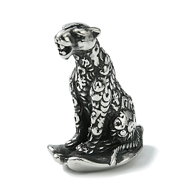 Retro 304 Stainless Steel Leopard Figurines, for Home Office Desktop Decoration