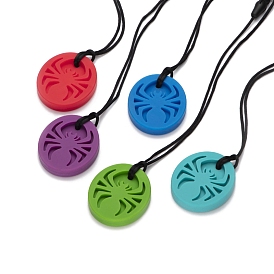 Овальные с пауками пищевые экологически чистые силиконовые бусины