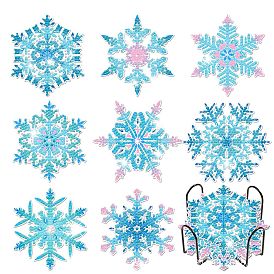 DIY Diamond Painting Christmas Snowflake Coaster Kits, Including Cup Mat Holder, Acrylic Board, Resin Rhinestones Bag, Diamond Sticky Pen, Tray Plate & Glue Clay